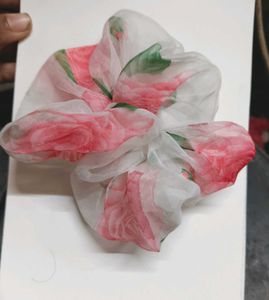 Floral Print  Organza Scrunchie