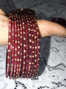 Burgundy &amp; Gold Bangles (Set of 25)