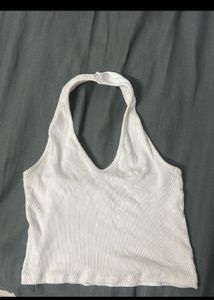 White Halter Crop Top