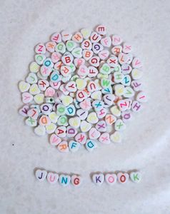 100pcs Heart Alphabet Beads For Jewellery Making