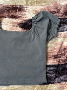 Cute Puff Sleeve Crop Top