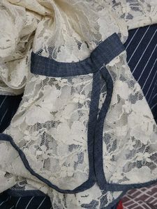 Off-White Top With Lace Net