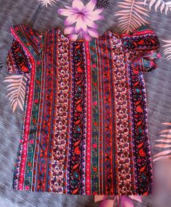 Boho Print Puff Sleeve Top