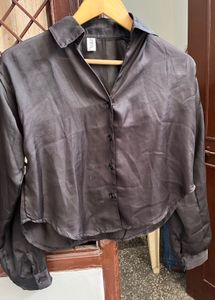 Jet Black Satin Shirt 💋