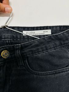 Wide Leg Cropped Black Jeans