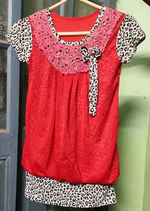 Red Regular use Short Sleeves Girl's Top