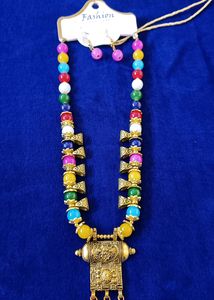 Multicolored Moti Necklace.