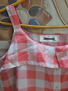 Pink Gingham Tie-Front Button Crop Top