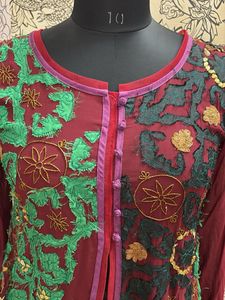 Embroidered Jacket High Low Pattern