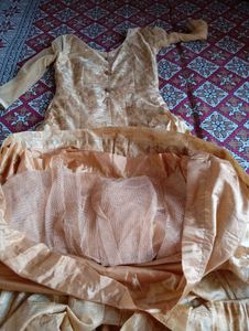 Nude Floral Gown With Cancan Styled Wit Stone Work