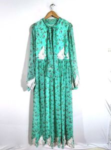 Aqua Green Floral Print Gown (Women's)