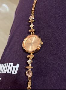Titan Raga-Elegant Rose Gold Beaded Watch