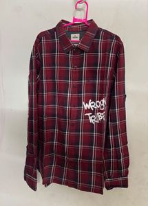 Wrong Burgundy Plaid Flannel Shirt