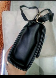 Black Croc Embossed Crossbody Bag