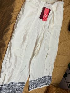 Biba White Patterned Wide Leg Pants