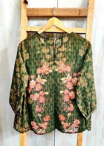 Floral Print Green Top size-42-44