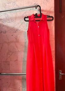 long netted sleeveless hot pink top