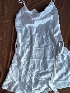 White Slip Dress In Satin
