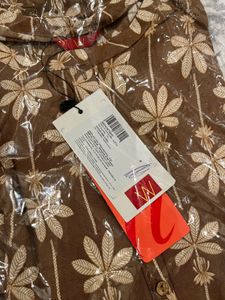 Brown &amp; White Floral Print Kurti