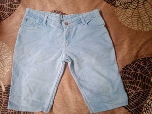 Light Wash Denim Bermuda Shorts