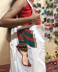 Hand-Painted Kathak Dancer Tote Bag