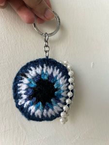 Handmade Crochet Evil Eye Keyring