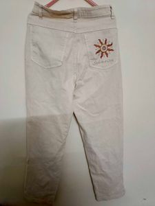 Beige Color Straight Jeans