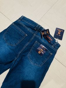 Dark Blue Flared Denim Jeans