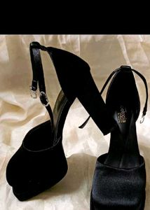 Black Glitter Platform Heels