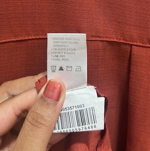 Rust Button-Down Shirt Dress