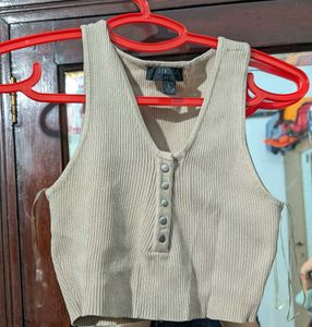 Ribbed Button Tank Top