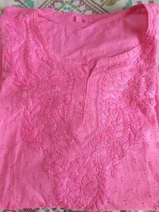 New Pink lucknawi chikankari Short Kurta