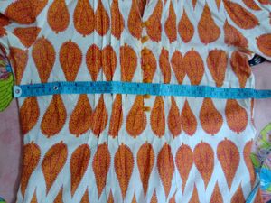 Orange &amp; White Print Long Sleeve Top