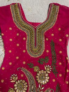 Rani Pink Suit With Dupatta And Legging