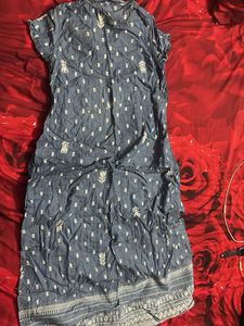 Blue Denim Printed Dress