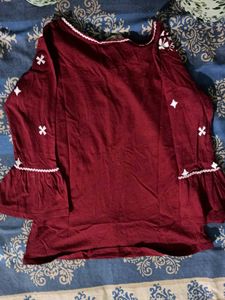 Burgundy Embroidered Top