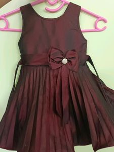 Fluffy Maroon Kids Frock