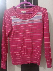 Pink Striped Long Sleeve Sweater