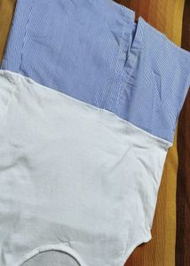 Canmart Women White Blue Striped Cotton Tank Top