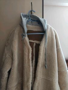 Beige Hooded Teddy Coat- Zipper missing