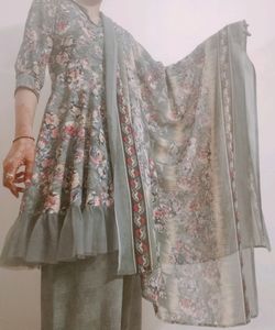 Dress With Palazzo,Big Duppata