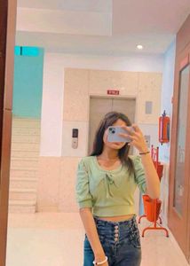 Cute Green Tie-Neck Crop Top