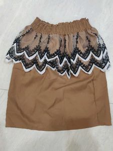 Brown off shoulder top