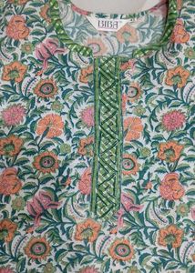 Biba Brand Kurta Churidar Set In Green Colour