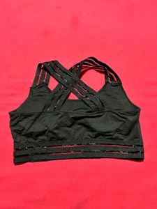 Black Strappy Sports Bra