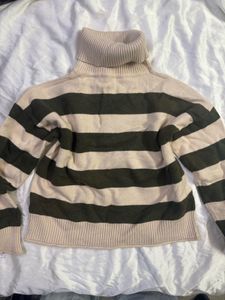 Striped Turtleneck Crop Sweater