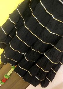 Black &amp; Gold Tiered Midi Skirt