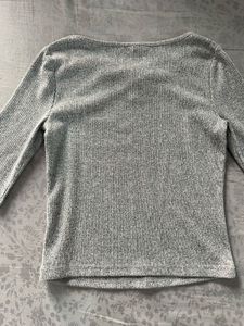 Grey Crisscross Long Sleeve Fitted Top