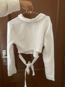 White Tie Front Crop Top