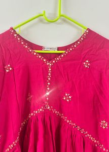 Elegant Pink Kurta Pant Set  (Best For L Size)
